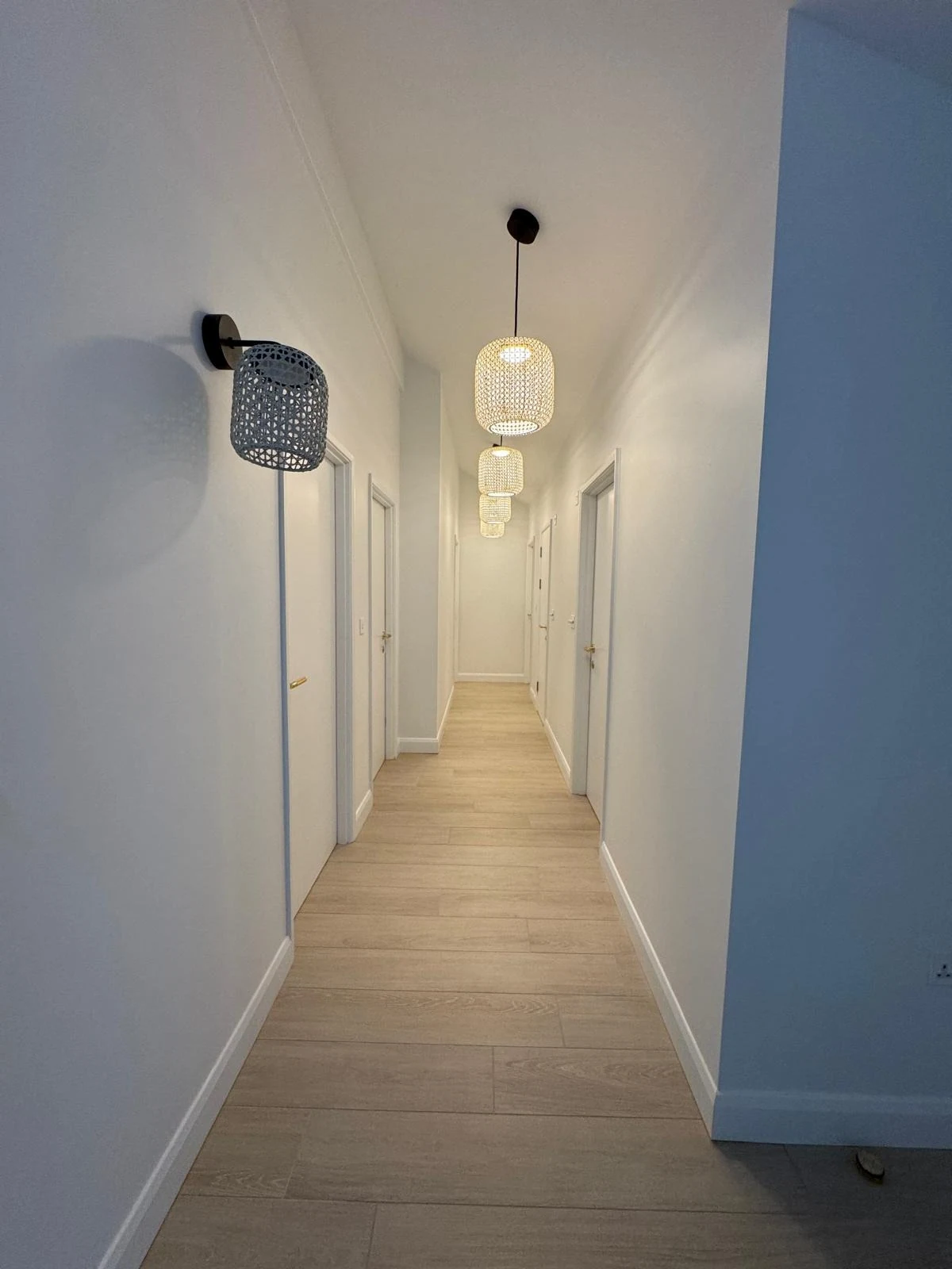 New build hallway with pendant lighting