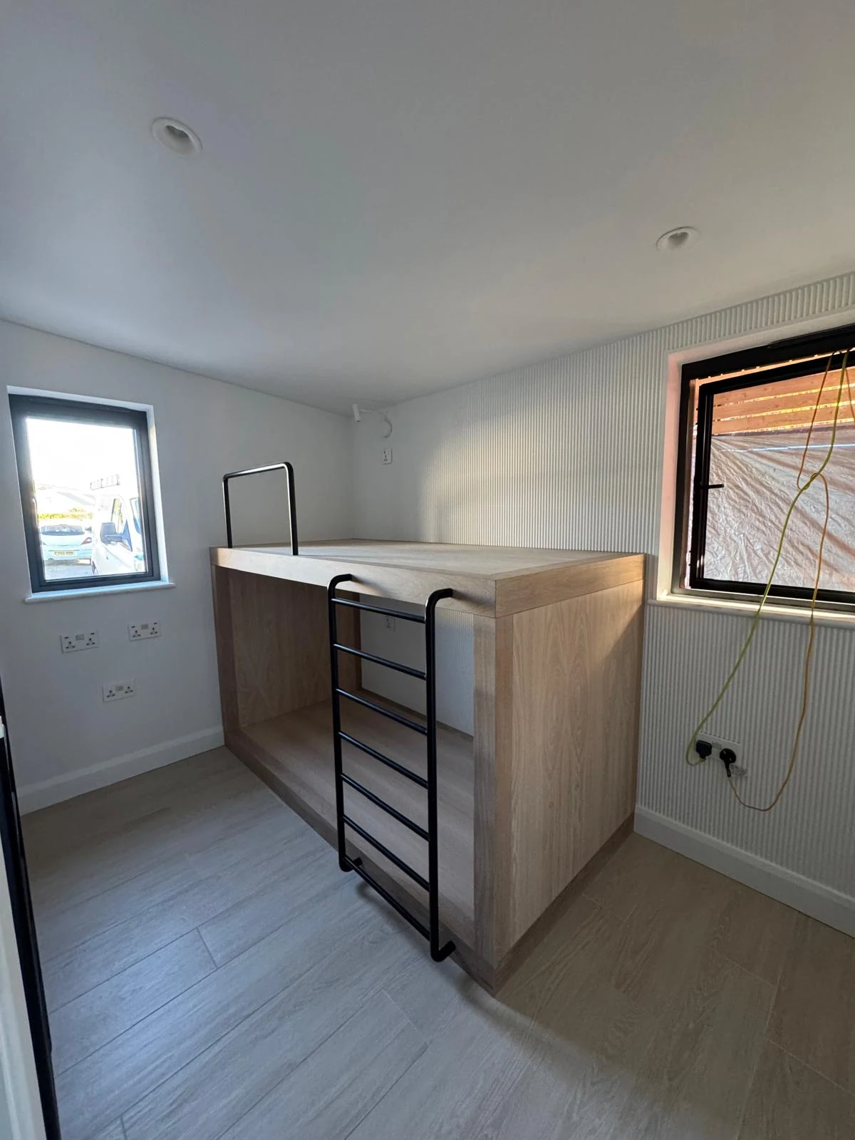 Joinery work in progress in a utility room with fitted worktop